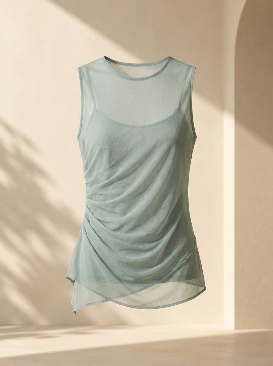 Icy Sage Sheer Top