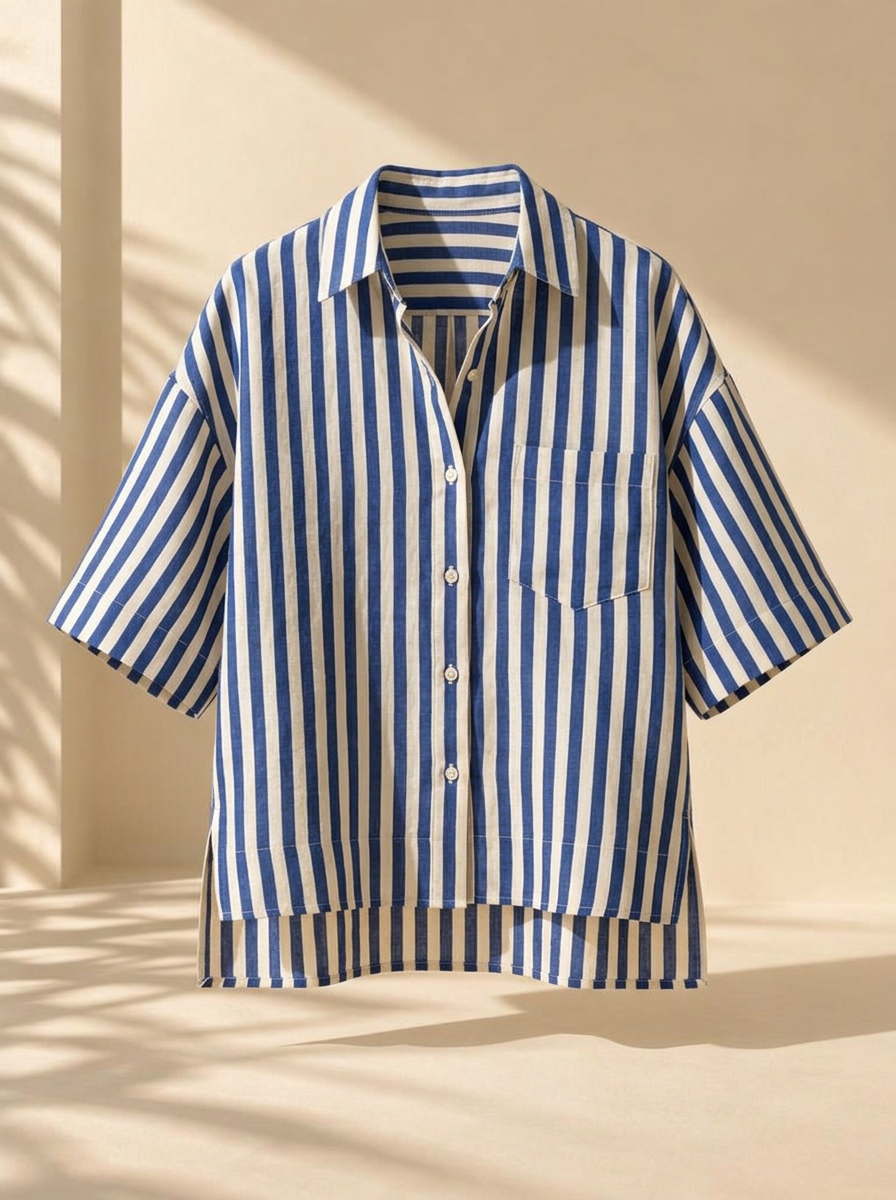 Cobalt Stripe Linen Shirt